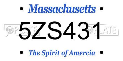 5ZS431 Massachusetts License Plate