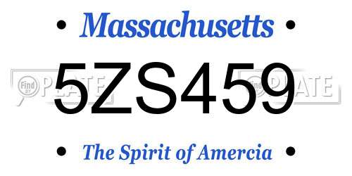 5ZS459 Massachusetts License Plate