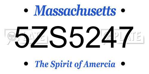 5ZS5247 Massachusetts License Plate