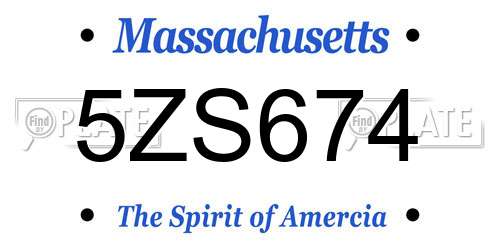 5ZS674 Massachusetts License Plate