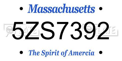 5ZS7392 Massachusetts License Plate