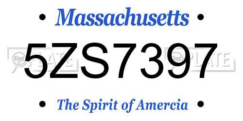 5ZS7397 Massachusetts License Plate