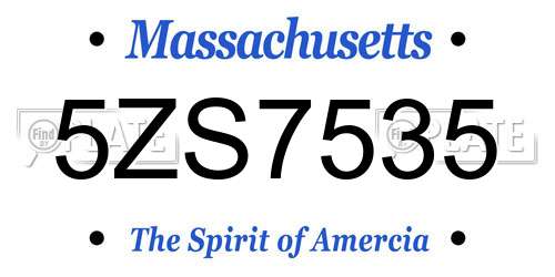 5ZS7535 Massachusetts License Plate