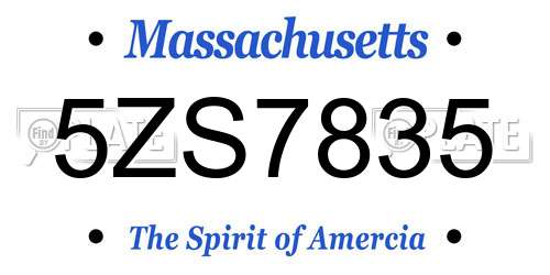 5ZS7835 Massachusetts License Plate