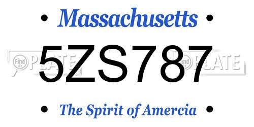 5ZS787 Massachusetts License Plate