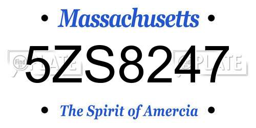 5ZS8247 Massachusetts License Plate