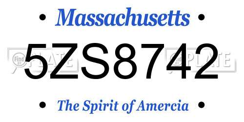 5ZS8742 Massachusetts License Plate