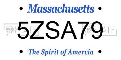 5ZSA79 Massachusetts License Plate