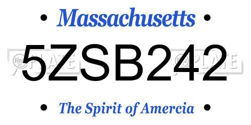 5ZSB242 Massachusetts License Plate
