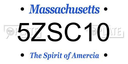 5ZSC10 Massachusetts License Plate