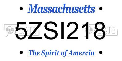 5ZSI218 Massachusetts License Plate