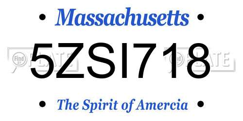 5ZSI718 Massachusetts License Plate