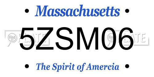 5ZSM06 Massachusetts License Plate