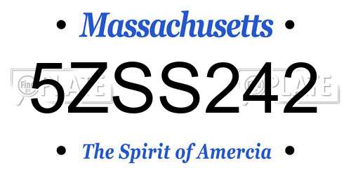 5ZSS242 Massachusetts License Plate