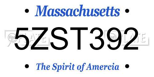 5ZST392 Massachusetts License Plate