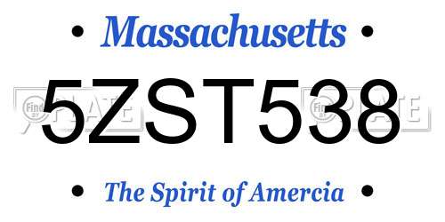 5ZST538 Massachusetts License Plate