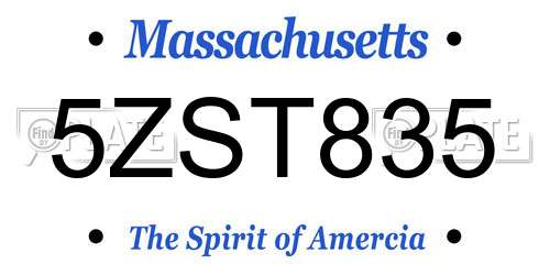 5ZST835 Massachusetts License Plate