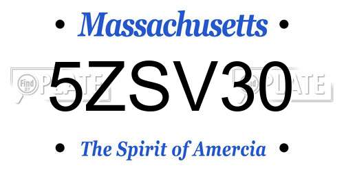 5ZSV30 Massachusetts License Plate