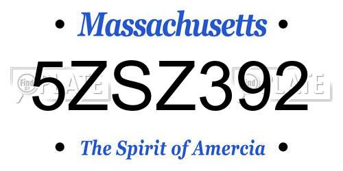 5ZSZ392 Massachusetts License Plate
