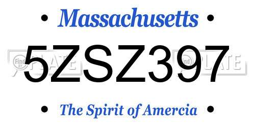 5ZSZ397 Massachusetts License Plate