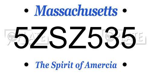 5ZSZ535 Massachusetts License Plate