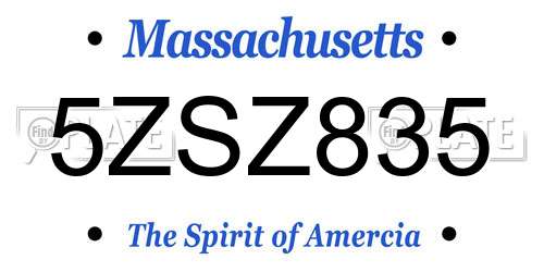 5ZSZ835 Massachusetts License Plate