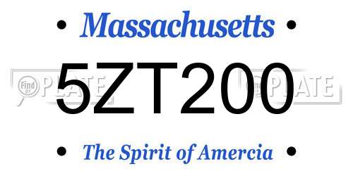 5ZT200 Massachusetts License Plate
