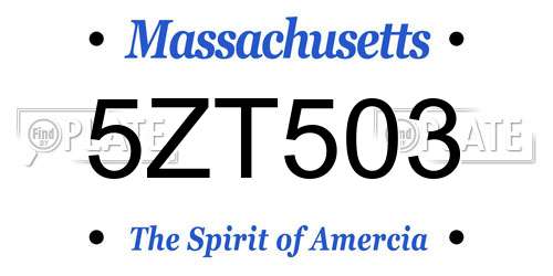 5ZT503 Massachusetts License Plate