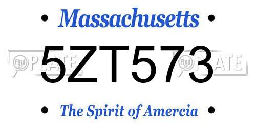 5ZT573 Massachusetts License Plate