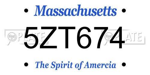 5ZT674 Massachusetts License Plate