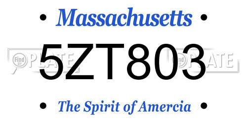 5ZT803 Massachusetts License Plate