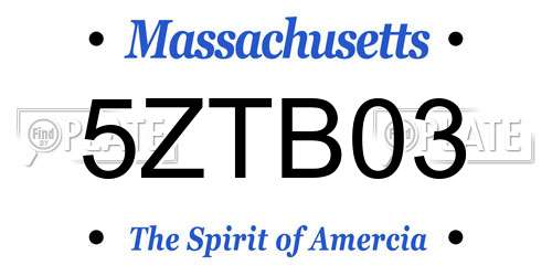 5ZTB03 Massachusetts License Plate