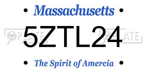 5ZTL24 Massachusetts License Plate