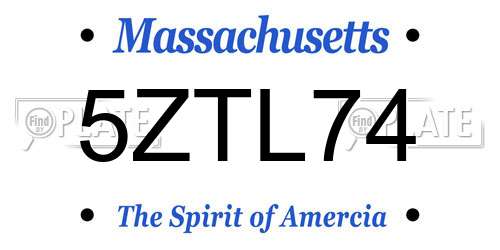 5ZTL74 Massachusetts License Plate