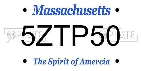 5ZTP50 Massachusetts License Plate