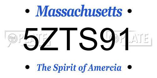 5ZTS91 Massachusetts License Plate