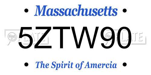 5ZTW90 Massachusetts License Plate