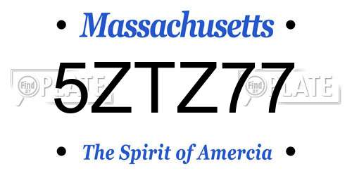 5ZTZ77 Massachusetts License Plate