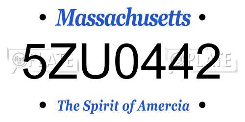 5ZU0442 Massachusetts License Plate