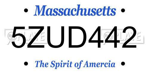 5ZUD442 Massachusetts License Plate