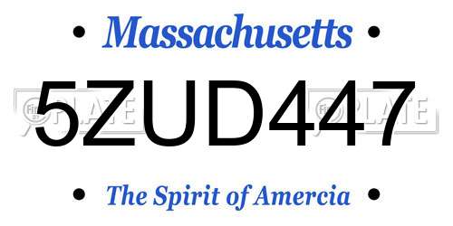 5ZUD447 Massachusetts License Plate