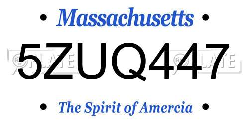 5ZUQ447 Massachusetts License Plate