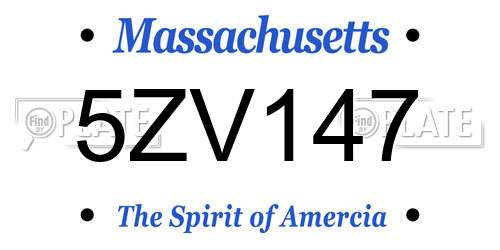5ZV147 Massachusetts License Plate