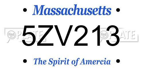 5ZV213 Massachusetts License Plate