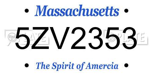 5ZV2353 Massachusetts License Plate