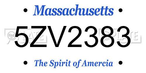 5ZV2383 Massachusetts License Plate