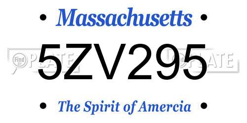 5ZV295 Massachusetts License Plate