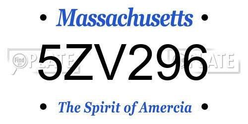5ZV296 Massachusetts License Plate