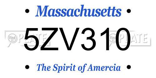 5ZV310 Massachusetts License Plate
