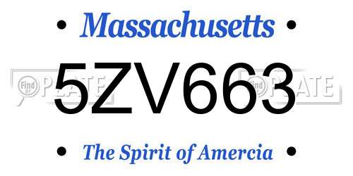 5ZV663 Massachusetts License Plate